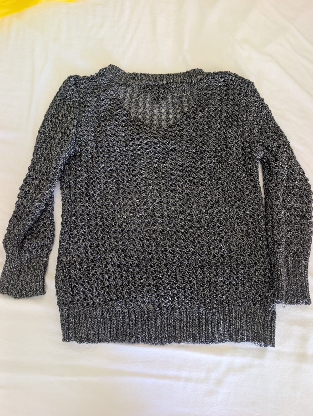 Rue21 Metallic Black Open Knit Sweater Scoop Neck Shimmer Mermaidcore , Y2K. XL